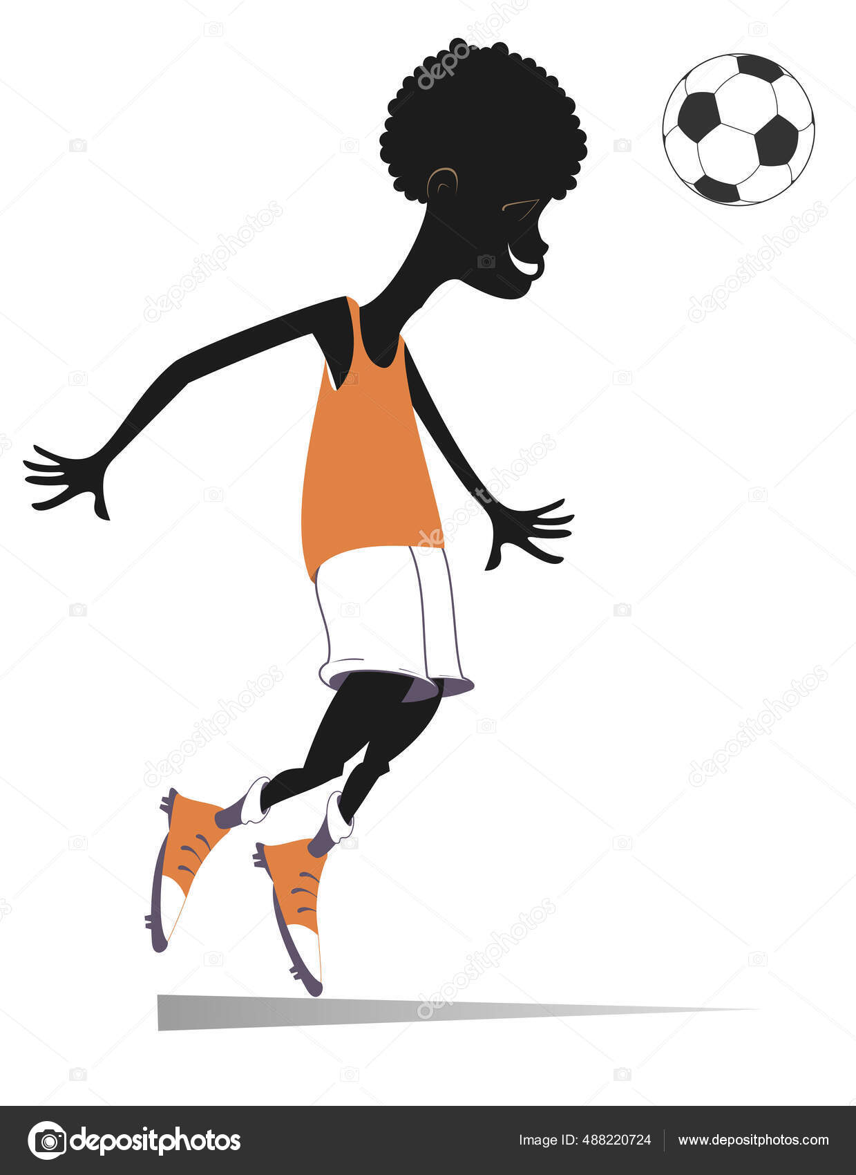 Jovem Africano Sorrindo Jogando Futebol Ilustração Desenhos Animados  Jogador Futebol vetor(es) de stock de ©sotosy 488220724